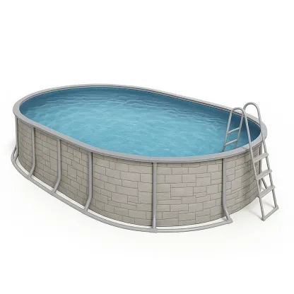 Piscine tubulaire ovale 468x275x102 cm, couleur grise avec échelle, avec filtre lZonOvX140HW-Meuzen
