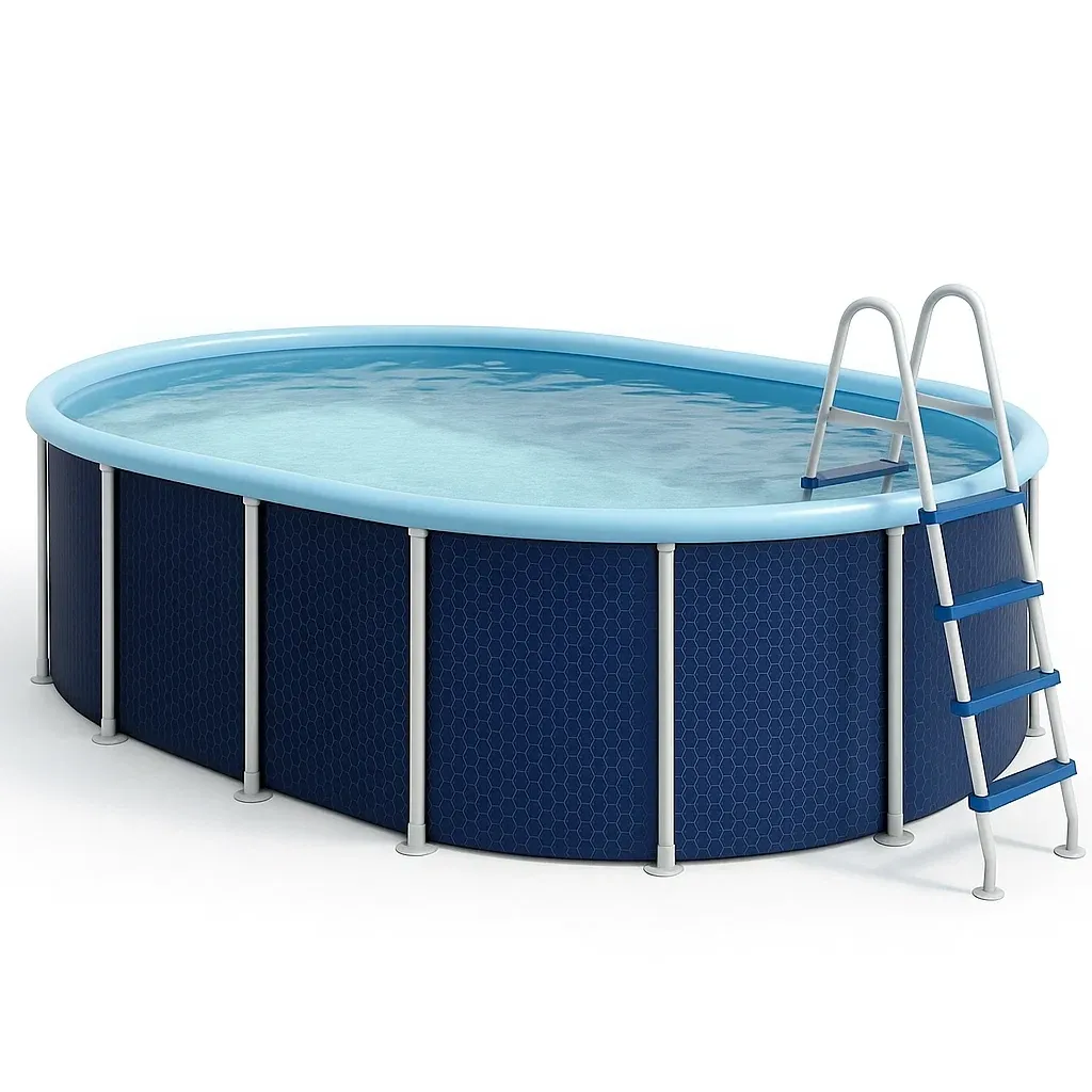 Piscine tubulaire ovale 468x275x102 cm bleu foncé/bleu clair avec échelle avec filtre à cartouche GiikwyN142Rm-Meuzen