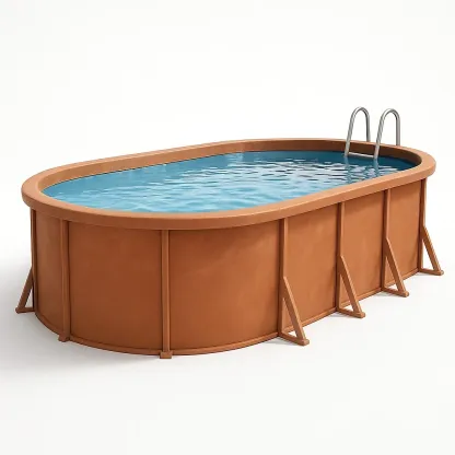Piscine tubulaire ovale terracotta 468x275x102 cm avec échelle et filtre à cartouche AabqNrQ143me-Meuzen