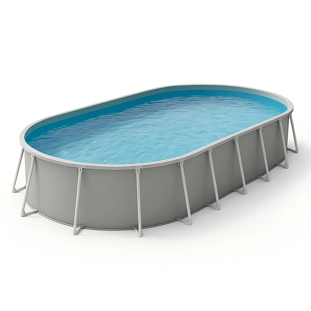 Piscine tubulaire ovale gris 468x275x102 cm avec échelle et filtre CGobqRD144ry-Meuzen
