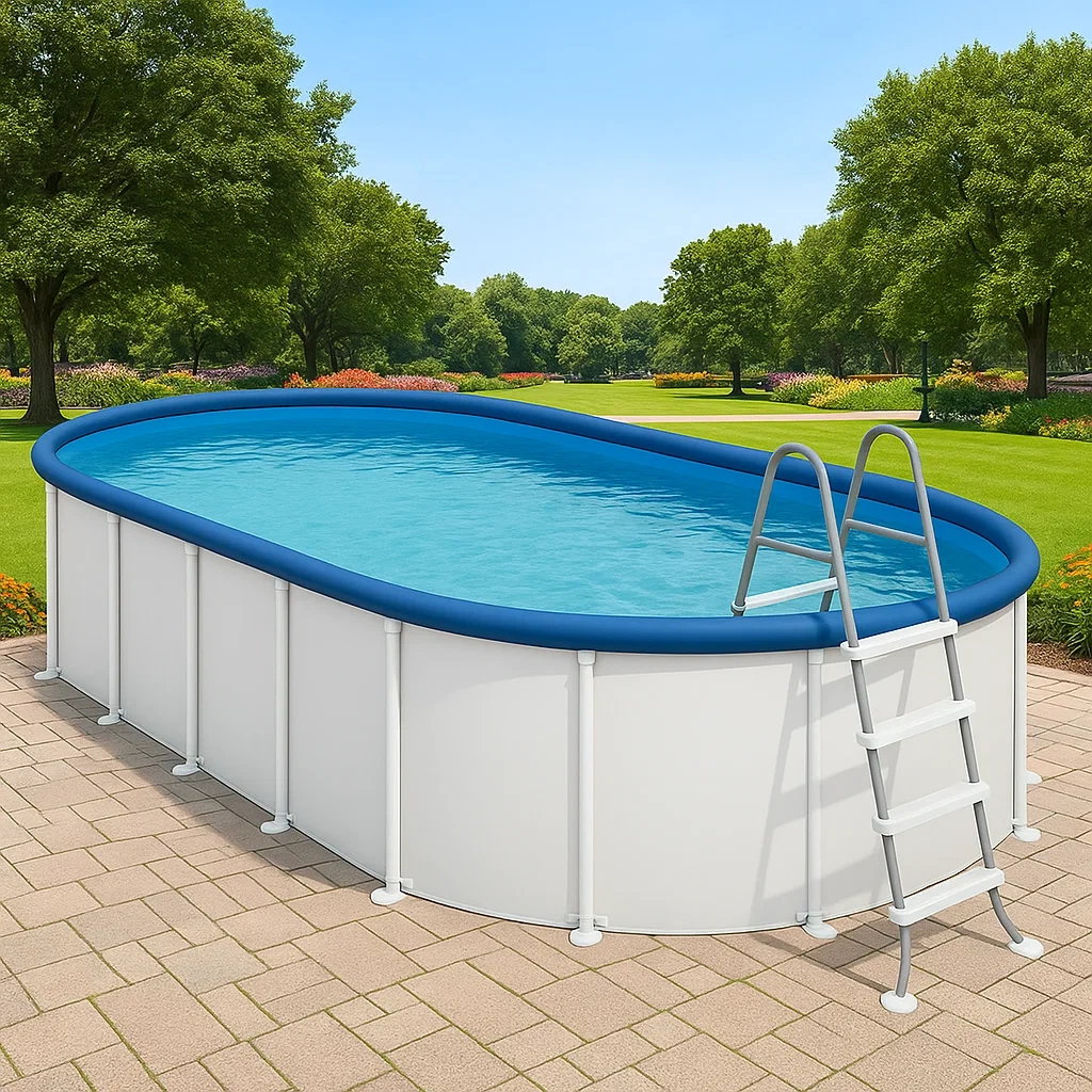Piscine tubulaire ovale 407x238x97 cm bleu/blanc avec échelle avec filtre à cartouche HqStdVgd94gx-Meuzen