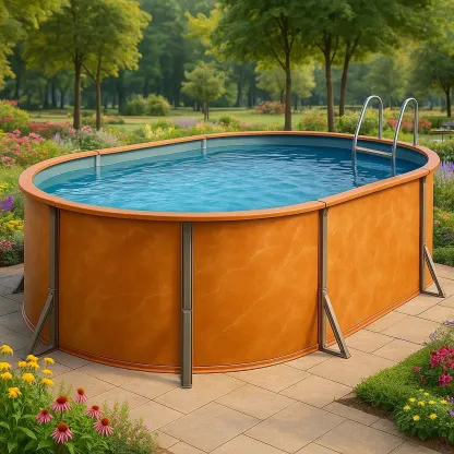 Piscine tubulaire ovale 407x238x97 cm orange avec échelle avec filtre à cartouche BhPPTsZ100NT-Meuzen
