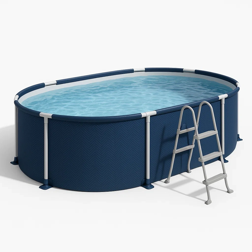 Piscine tubulaire ovale bleu/blanc 407x238x97 cm avec échelle et filtre à cartouche iwkaxYQS95AJ-Meuzen