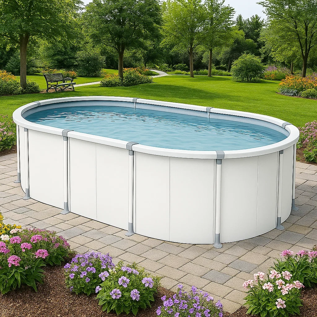 Piscine tubulaire ovale blanc 407x238x97 cm avec échelle et filtre DQzpLRt108Ti-Meuzen