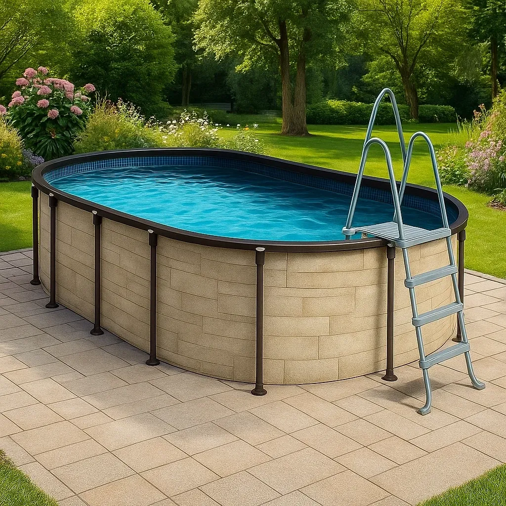 Piscine tubulaire ovale beige/marron 407x238x97 cm avec échelle et filtre à sable rSEYFpR113Gs-Meuzen