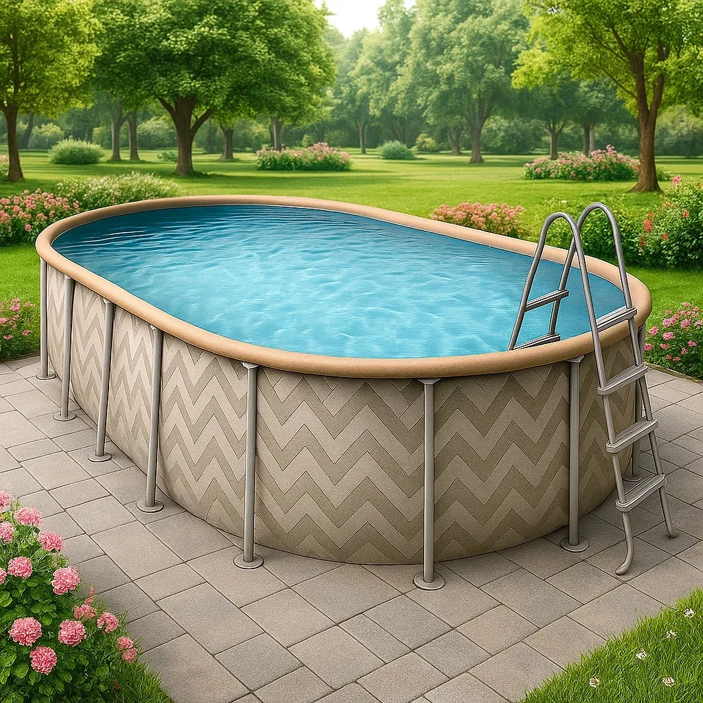 Piscine tubulaire ovale 407x238x97 cm, couleur beige / gris, avec échelle, avec filtre zWxkpNv116Uf-Meuzen