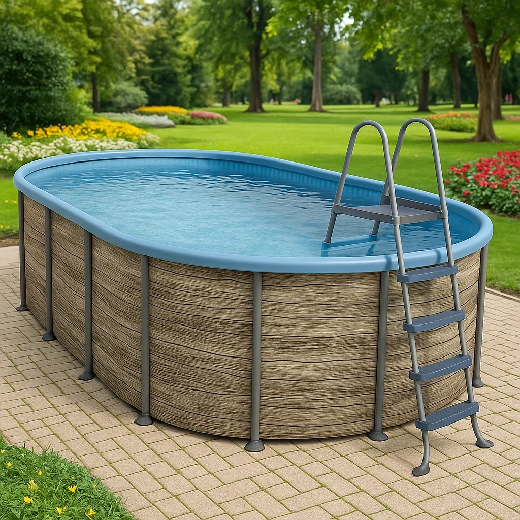 Piscine tubulaire ovale 468x275x102 cm Beige/bleu pjabqvH121nY-Meuzen