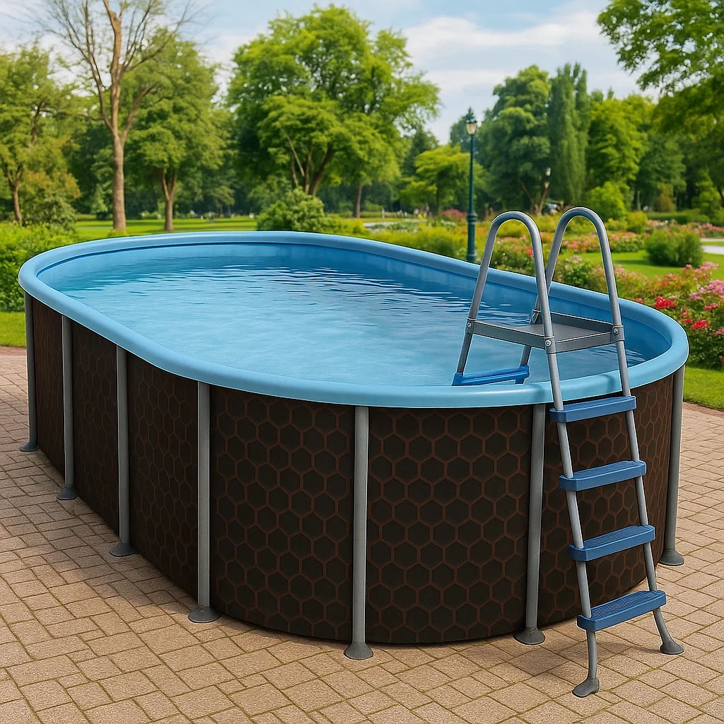 Piscine tubulaire ovale marron/bleu 468x275x102 cm avec échelle et filtre HCUpWcd123Jn-Meuzen