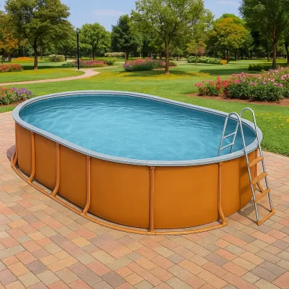 Piscine tubulaire ovale marron/gris 468x275x102 cm avec échelle et filtre YPQNhCO126hy-Meuzen