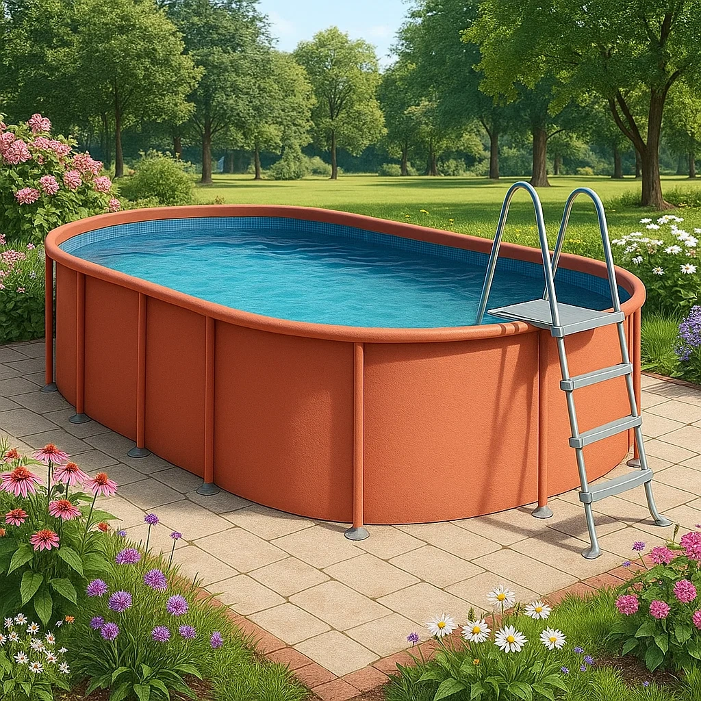 Piscine tubulaire ovale 468x275x102 cm, couleur Orange, avec échelle et filtre AhZGnoq127mk-Meuzen