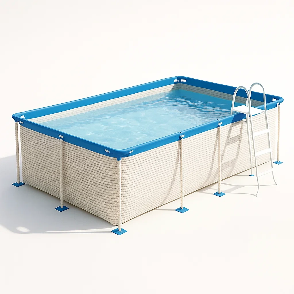 Piscine tubulaire rectangulaire 390 x 197 x 97 cm, couleur blanc/bleu, avec échelle, avec filtre PDeKWzX155GX-Meuzen