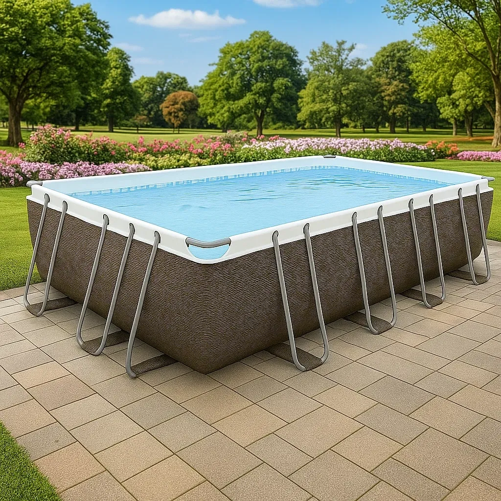 Piscine tubulaire rectangulaire 558x262xh116 cm marron/blanc avec échelle avec filtre wNqcSxa180Zn-Meuzen