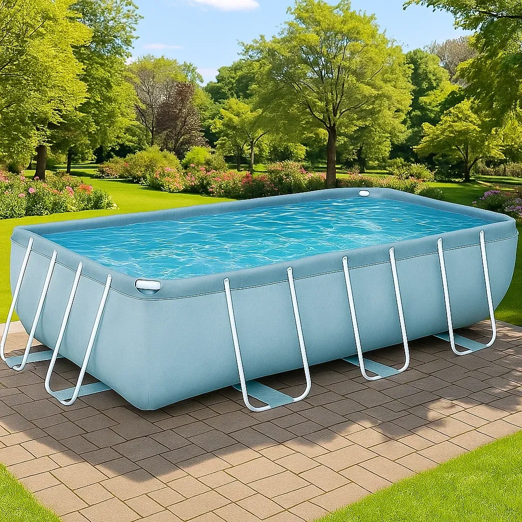 Piscine tubulaire rectangulaire 558x262xh116 cm bleu clair/blanc avec échelle avec filtre mabMWku186sO-Meuzen