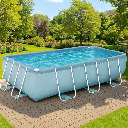 Piscine tubulaire rectangulaire 558x262xh116 cm bleu clair/blanc avec échelle avec filtre mabMWku186sO-Meuzen
