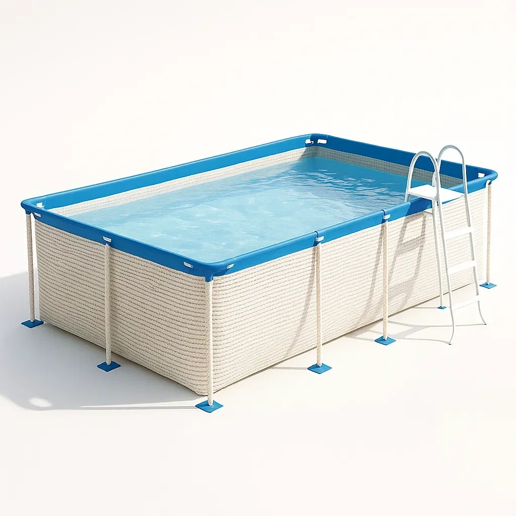 Piscine tubulaire rectangulaire 390 x 197 x 97 cm, couleur blanc/bleu, avec échelle, avec filtre PDeKWzX155GX-Meuzen