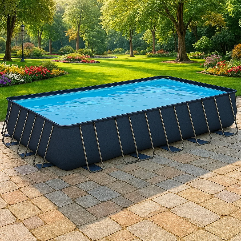 Piscine tubulaire rectangulaire 703x350x125 cm, couleur bleu marine, avec échelle, avec filtre smwGcdb191hR-Meuzen