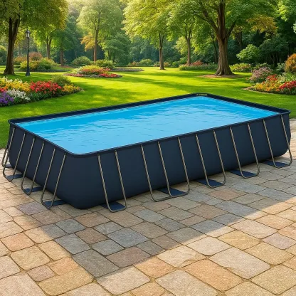 Piscine tubulaire rectangulaire 703x350x125 cm, couleur bleu marine, avec échelle, avec filtre smwGcdb191hR-Meuzen