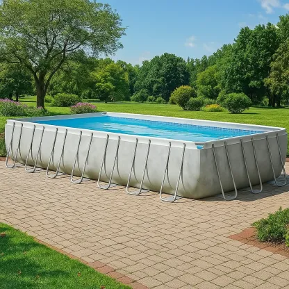 Piscine tubulaire rectangulaire 703x350xh125 cm gris béton/blanc avec échelle avec filtre rdZGYxW192SU-Meuzen