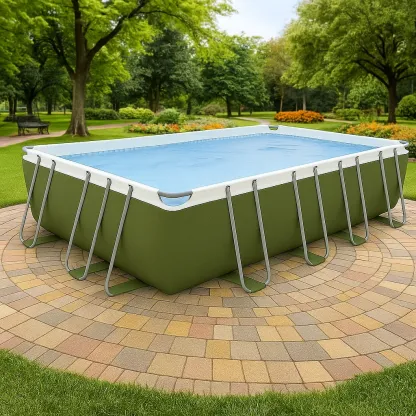 Piscine tubulaire rectangulaire 703x350x125 cm vert/blanc avec échelle et filtre hdClmOE195gY-Meuzen