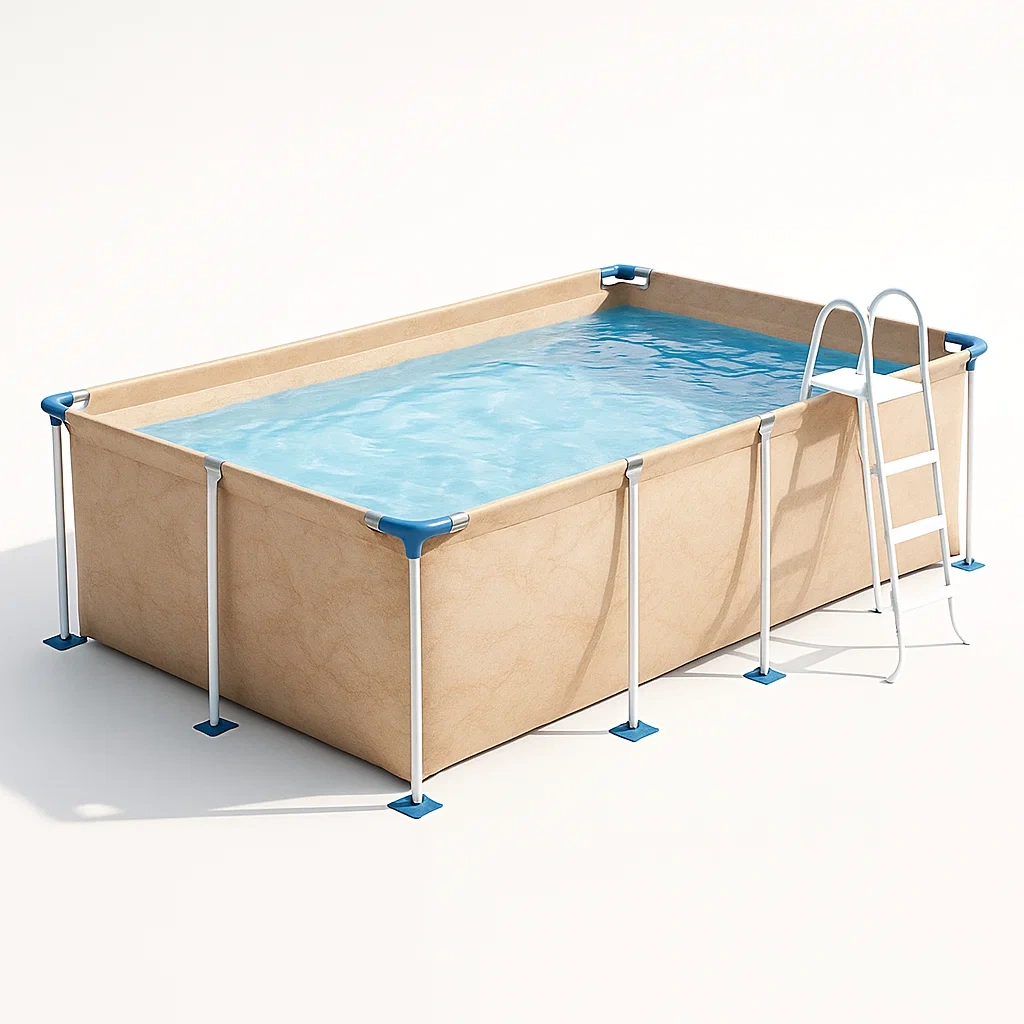 Piscine tubulaire rectangulaire 390x197xh97 cm beige clair avec échelle avec filtre à cartouche hrKigeE157GK-Meuzen