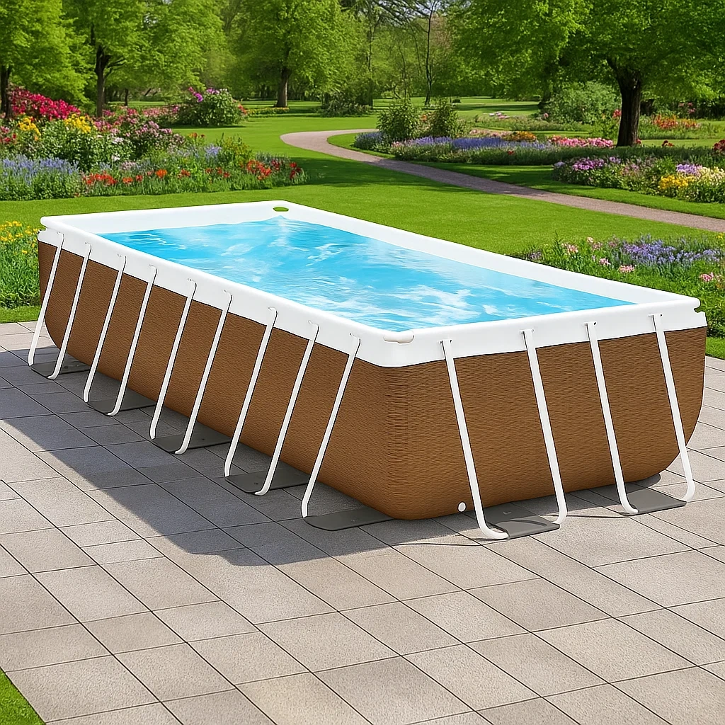 Piscine tubulaire rectangulaire 703x350x125 cm, couleur beige/ blanc avec échelle et filtre tcYRURh202Sw-Meuzen