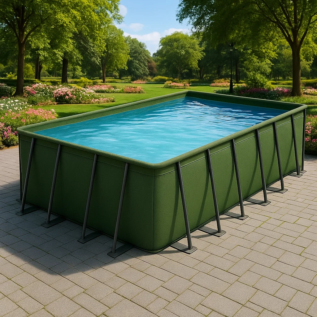 Piscine tubulaire rectangulaire 703x350x125 cm vert foncé avec échelle et filtre xdwnWUR207LP-Meuzen