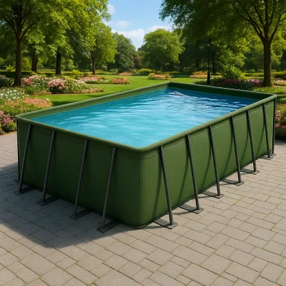 Piscine tubulaire rectangulaire 703x350x125 cm vert foncé avec échelle et filtre xdwnWUR207LP-Meuzen