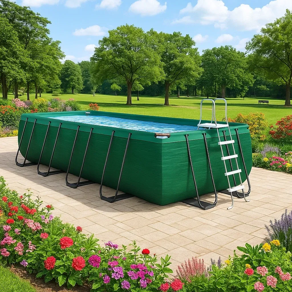 Piscine tubulaire rectangulaire 703x350x125 cm vert, avec échelle et filtre uVKfIMZ209Jx-Meuzen