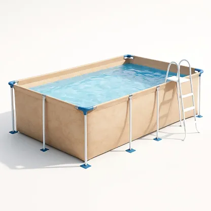 Piscine tubulaire rectangulaire 390x197xh97 cm beige clair avec échelle avec filtre à cartouche hrKigeE157GK-Meuzen