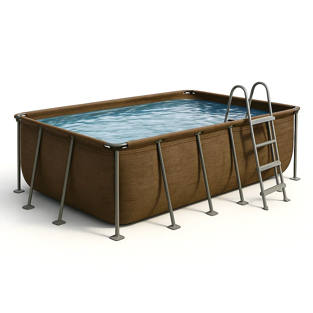Piscine tubulaire rectangulaire 390x197x97 cm marron avec échelle et filtre BQULbCi159SP-Meuzen