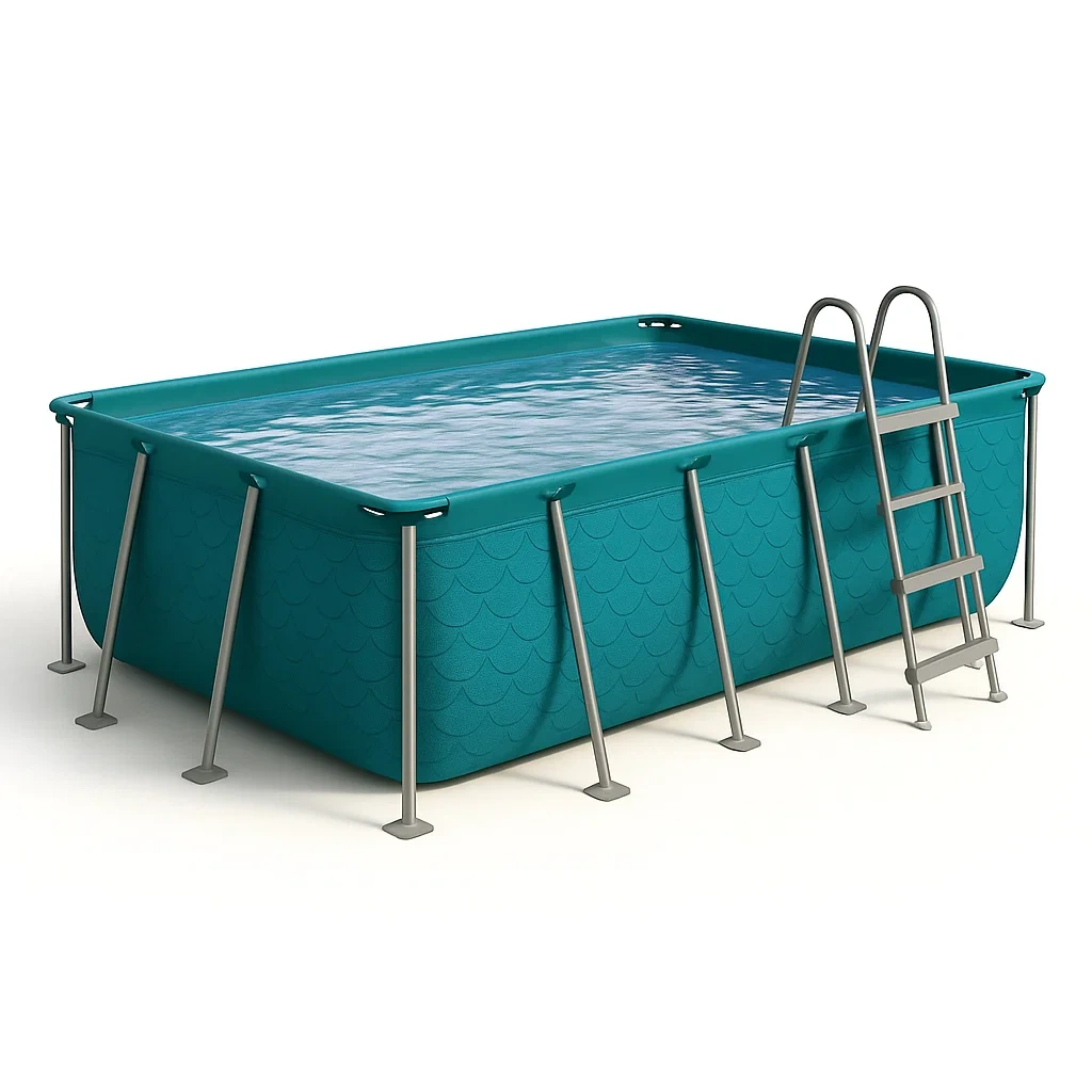 Piscine tubulaire rectangulaire 390 x 197 x h 97 cm, couleur peacock blue, avec échelle, avec filtre nzEObvz161bG-Meuzen