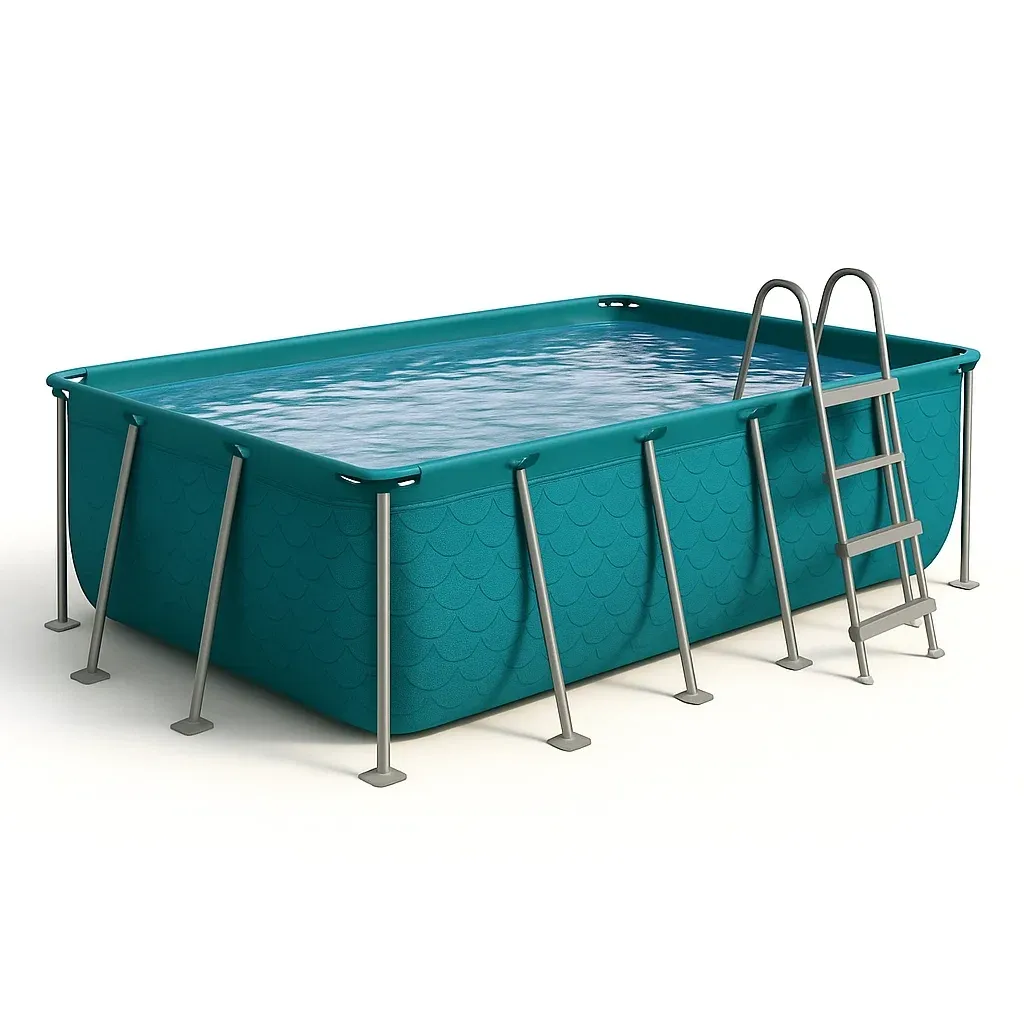Piscine tubulaire rectangulaire 390 x 197 x h 97 cm, couleur peacock blue, avec échelle, avec filtre nzEObvz161bG-Meuzen