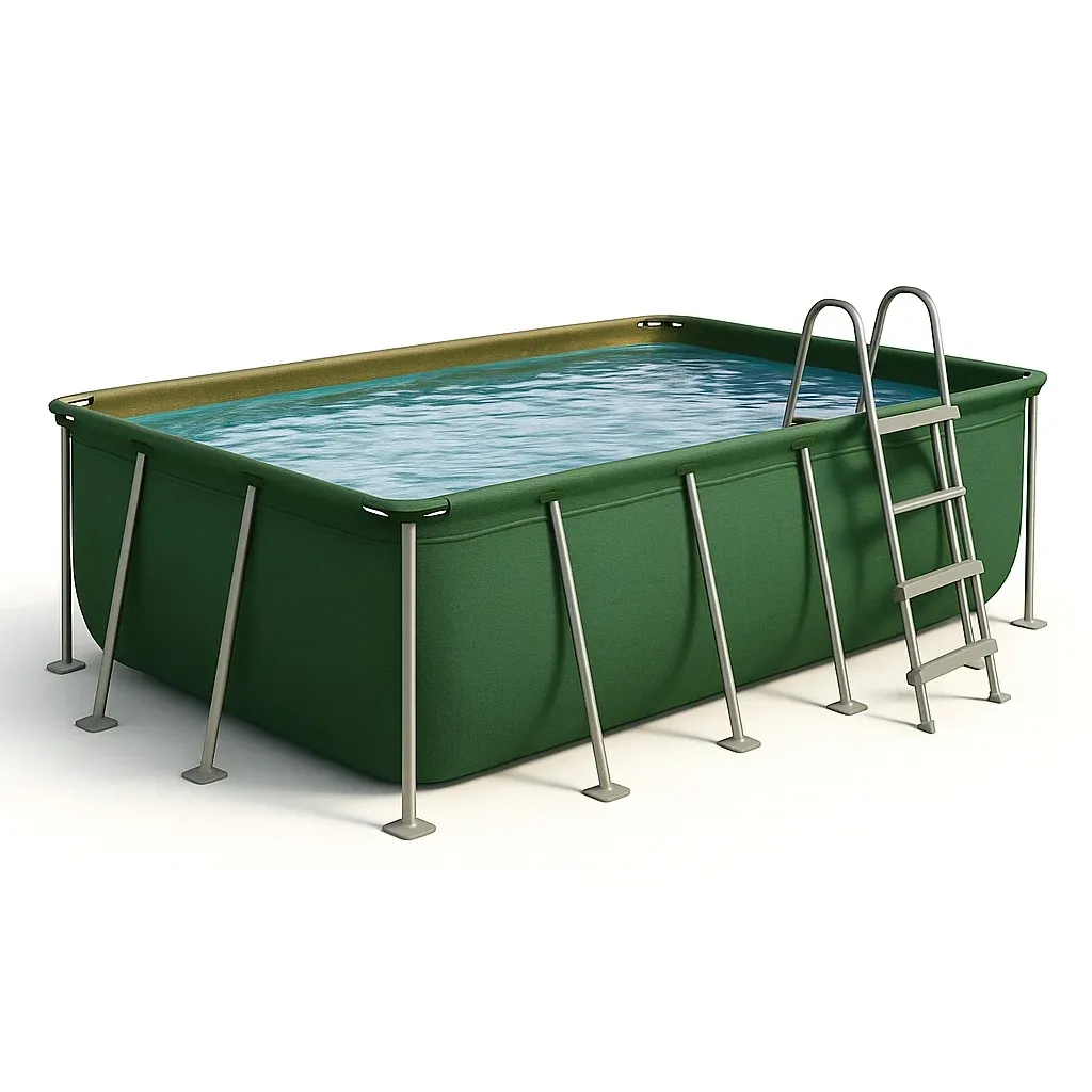 Piscine tubulaire rectangulaire vert 390x197xh97 cm avec échelle et filtre à cartouche KnViKnR164LT-Meuzen