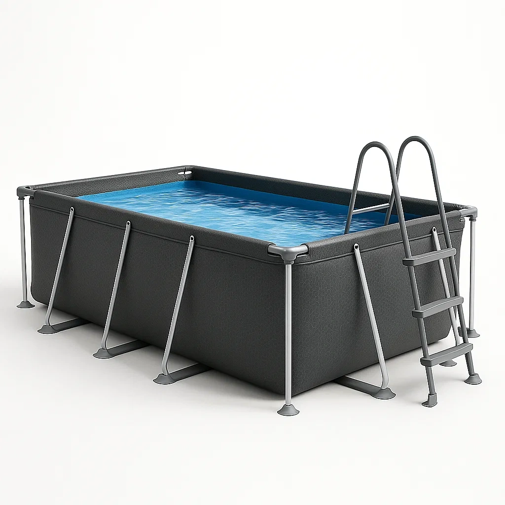 Piscine tubulaire rectangulaire 558x262x116 cm, couleur gris, avec échelle, avec filtre syKoMWh167lT-Meuzen