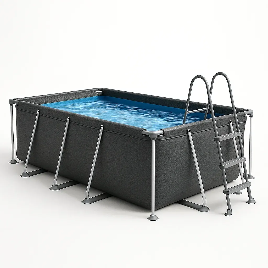 Piscine tubulaire rectangulaire 558x262x116 cm, couleur gris, avec échelle, avec filtre syKoMWh167lT-Meuzen