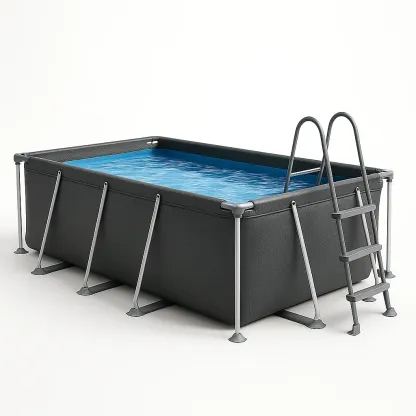 Piscine tubulaire rectangulaire 558x262x116 cm, couleur gris, avec échelle, avec filtre syKoMWh167lT-Meuzen
