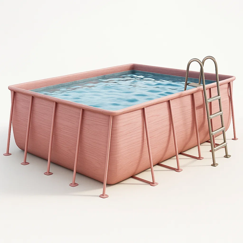 Piscine tubulaire rectangulaire 558x262x116 cm rose avec échelle et filtre jRXSJAU172UU-Meuzen