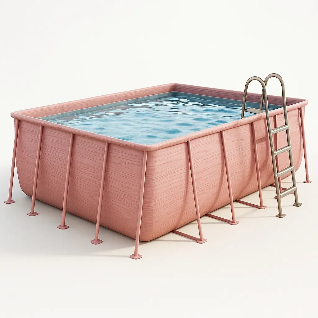 Piscine tubulaire rectangulaire 558x262x116 cm rose avec échelle et filtre jRXSJAU172UU-Meuzen