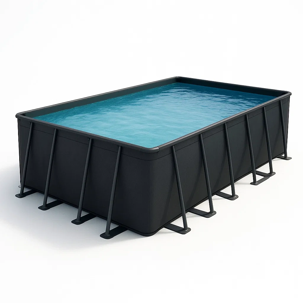 Piscine tubulaire rectangulaire 558x262x116 cm, couleur noir, avec échelle, avec filtre GWObvef173yl-Meuzen