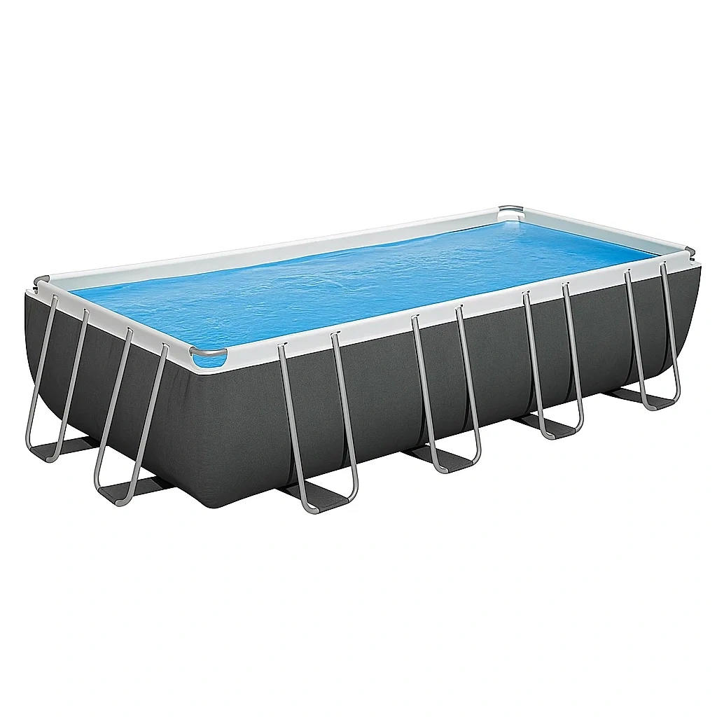 Piscine tubulaire rectangulaire 558x262xh116 cm gris foncé/blanc avec échelle avec filtre xIgmviu174tz-Meuzen