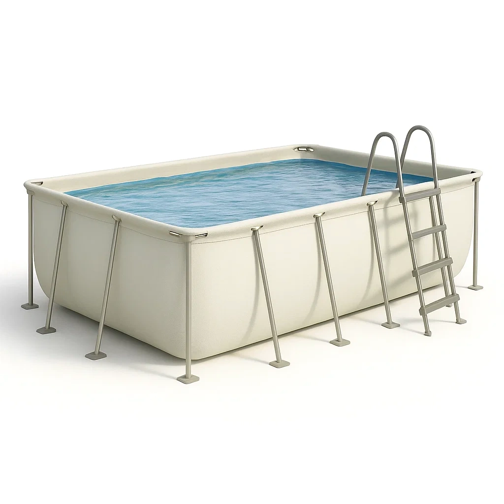 Piscine tubulaire rectangulaire 390x197x97 cm beige/silver avec échelle et filtre KJJziDS148af-Meuzen