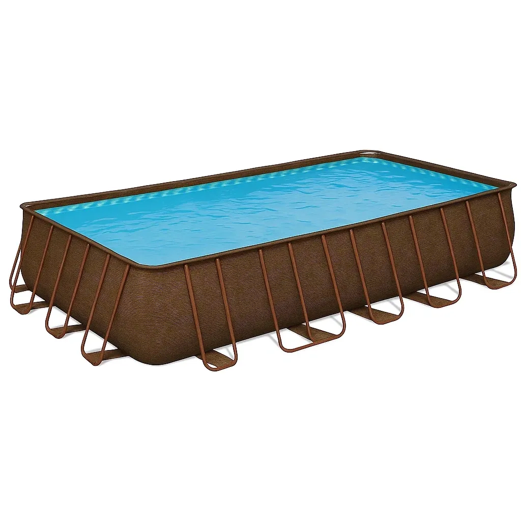 Piscine tubulaire rectangulaire 558x262xh116 cm marron avec échelle avec filtre à cartouche hpNmDib175Tm-Meuzen