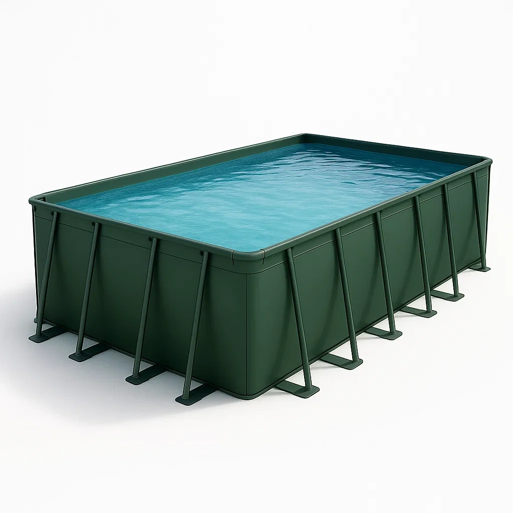 Piscine tubulaire rectangulaire vert 558x262xh116 cm avec échelle et filtre à sable OUCFriu176Gf-Meuzen