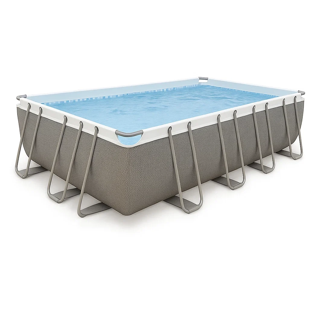 Piscine tubulaire rectangulaire 558x262x116 cm gris/blanc avec échelle et filtre fgROhXt177Rz-Meuzen