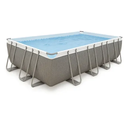 Piscine tubulaire rectangulaire 558x262x116 cm gris/blanc avec échelle et filtre fgROhXt177Rz-Meuzen