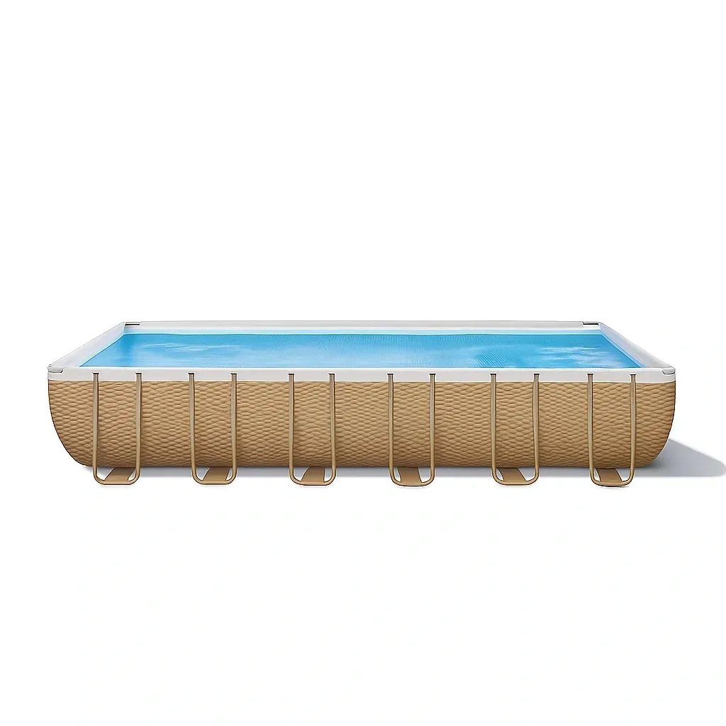 Piscine tubulaire rectangulaire 558x262xh116 cm beige/blanc avec échelle avec filtre à cartouche FoaoTyz181es-Meuzen