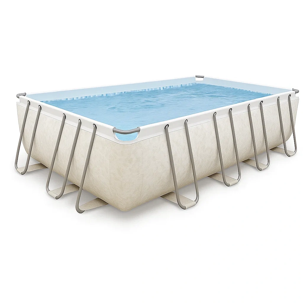 Piscine tubulaire rectangulaire 558x262x116 cm blanc/gris clair avec échelle et filtre hJqTbfa183Bg-Meuzen