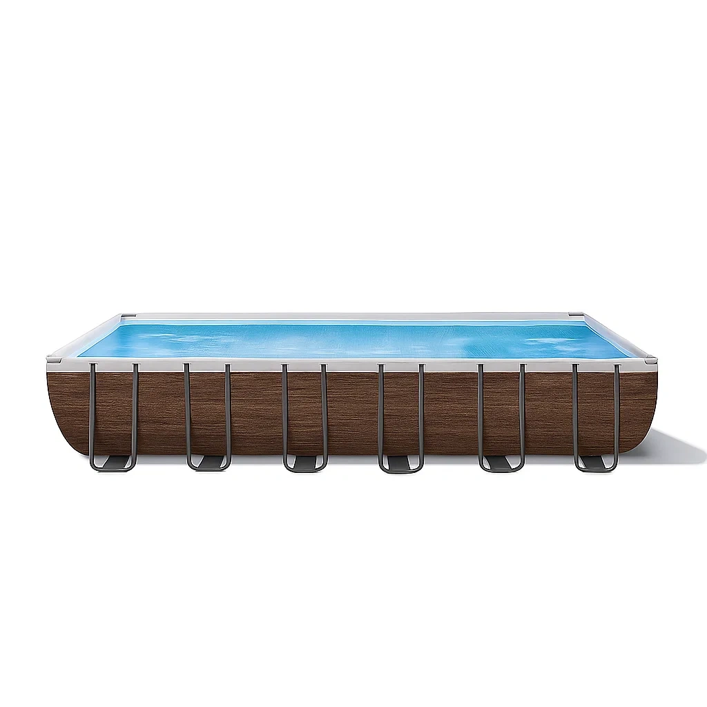 Piscine tubulaire rectangulaire 558x262x116 cm, couleur marron foncé/blanc, avec échelle, avec filtre FAQlnSh185Nx-Meuzen