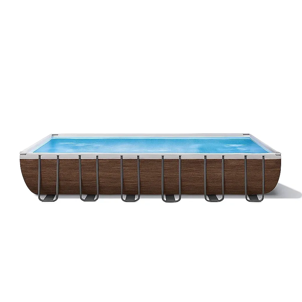 Piscine tubulaire rectangulaire 558x262x116 cm, couleur marron foncé/blanc, avec échelle, avec filtre FAQlnSh185Nx-Meuzen