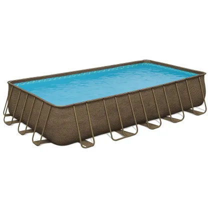 Piscine tubulaire rectangulaire marron foncé 558x262xh116 cm avec échelle et filtre à sable YcNWzaL188WV-Meuzen